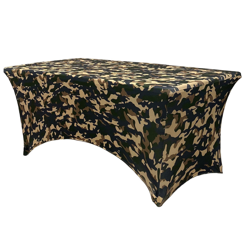 Print Spandex (4'x30") Banquet Table Cover in Camouflage/Army