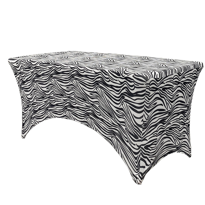 Print Spandex (8'x30") Banquet Table Cover in Zebra