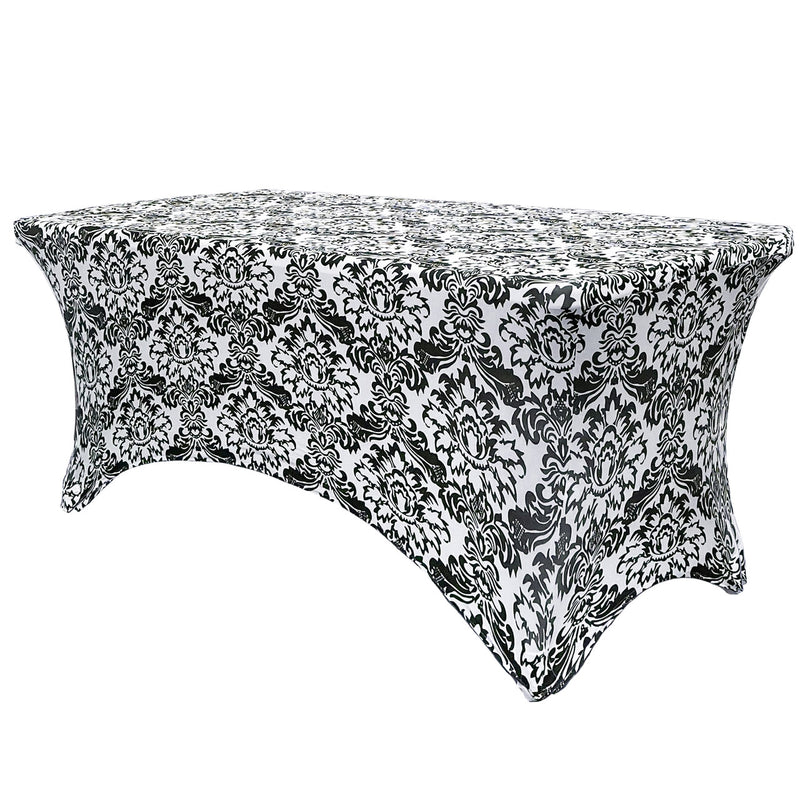 Print Spandex (8'x30") Banquet Table Cover in Damask
