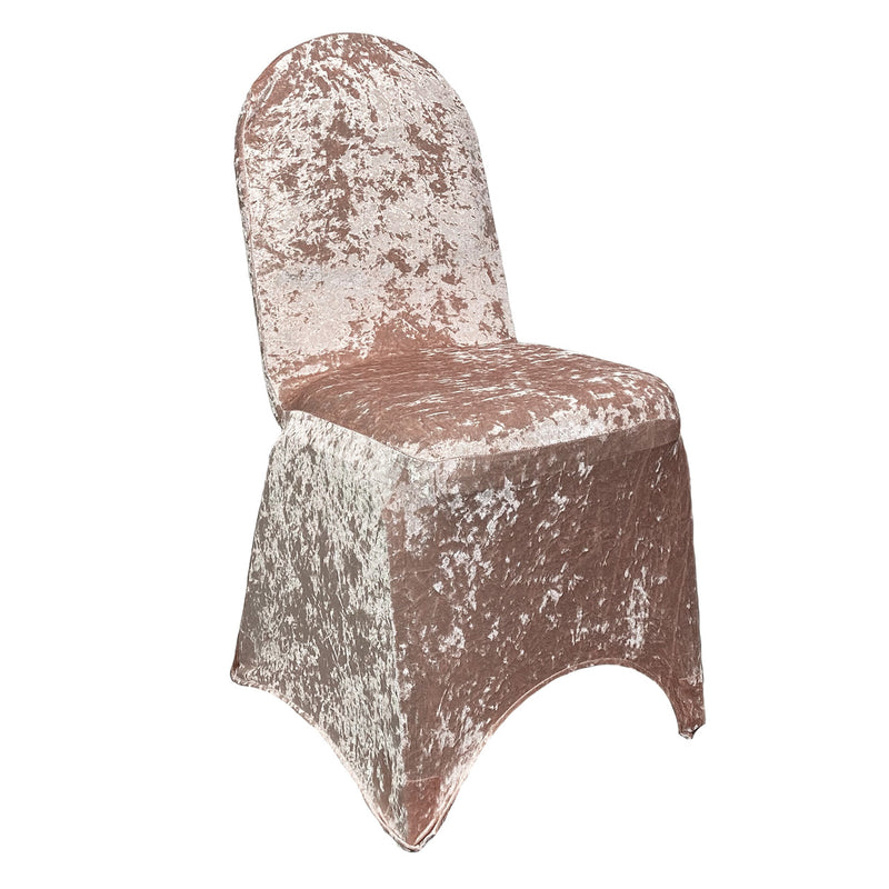 Velvet Spandex Banquet Chair Cover in Blush