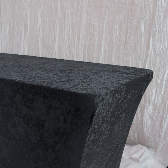 Velvet Spandex (6'x30") Banquet Table Cover in Black