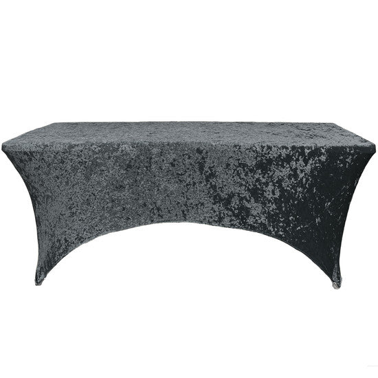 Velvet Spandex (6'x30") Banquet Table Cover in Black