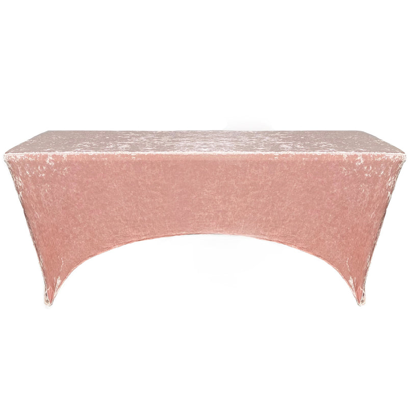 Velvet Spandex (8'x30") Banquet Table Cover in Blush