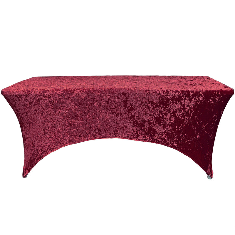 Velvet Spandex (6'x30") Banquet Table Cover in Burgundy