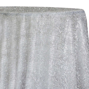 String Metallic Table Linen in White and Silver