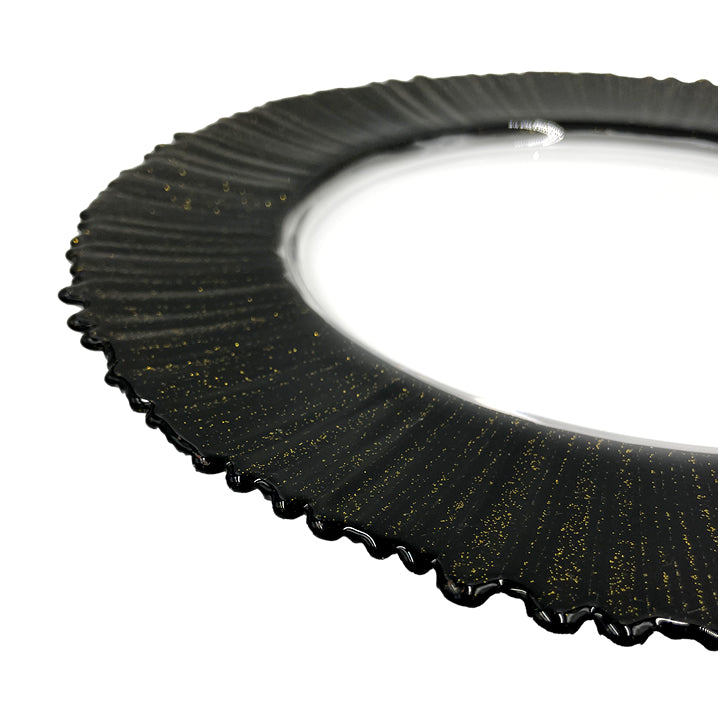 Solar - Glass Charger Plate in Black/Gold (Item # 0309-B)