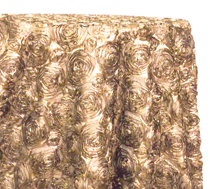Rose Satin (3D) Table Linen in Champagne