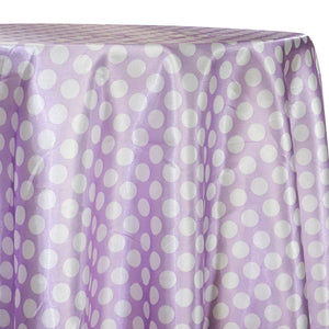 Satin Polka Dot Table Linen in White and Lilac