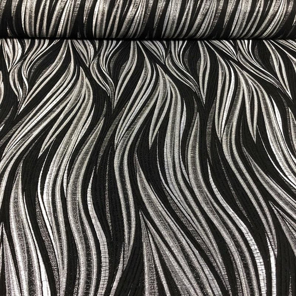 Allure Jacquard Wholesale Fabric in Black and Silver