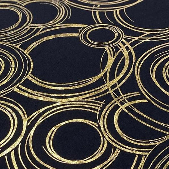 Orbit (Metallic Print) Table Linen in Black and Gold