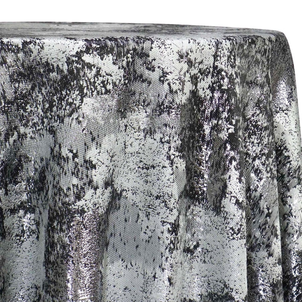 Cascade Jacquard Table Linen in Black and Silver