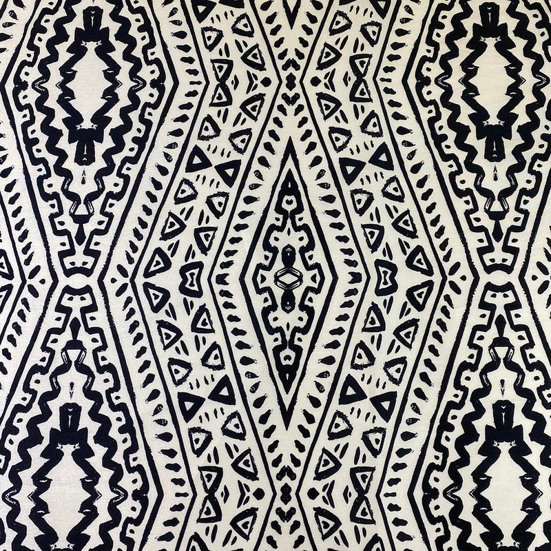 Aztec Print (Dupioni) Linen in Black