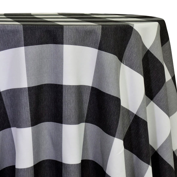 Hampton Checker (Poly Print) Table Linen in Black