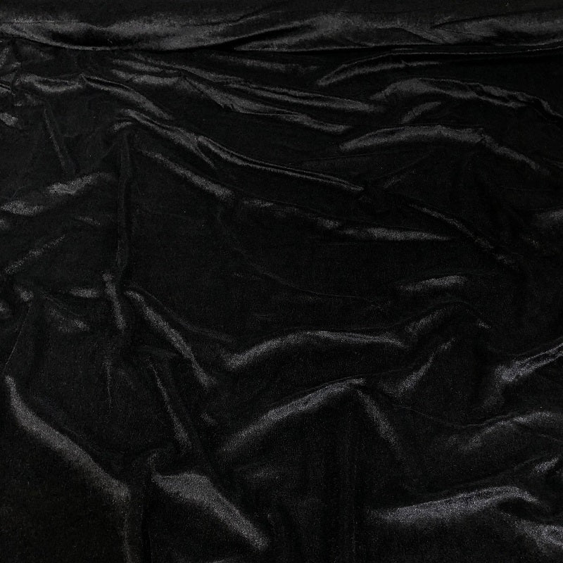 Wholesale Stretch Panne Velvet Fabric Black 100 yard roll