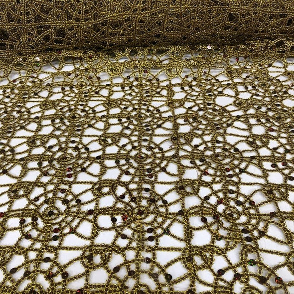 Flower Chain Lace Table Linen in Brown and Gold