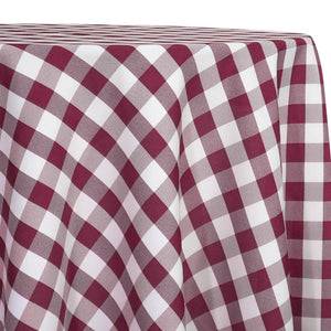 Polyester Checker (Gingham) Table Linen in Burgundy