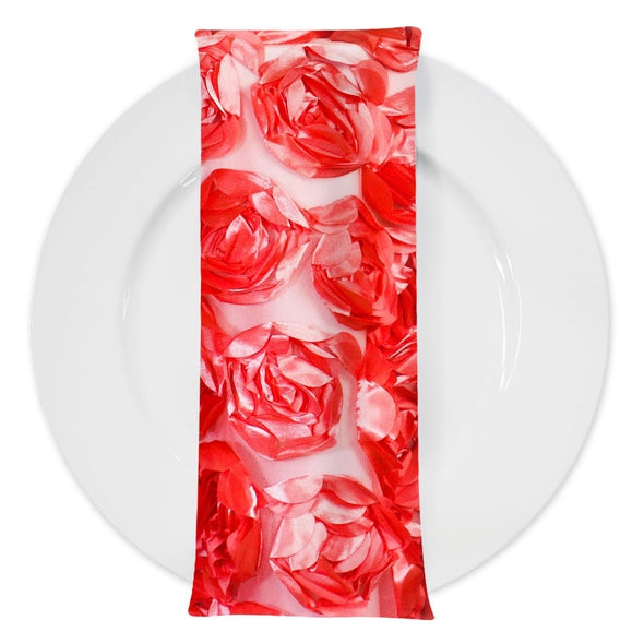 Peony Bouquet (w/ Poly Lining) Table Napkin in Coral