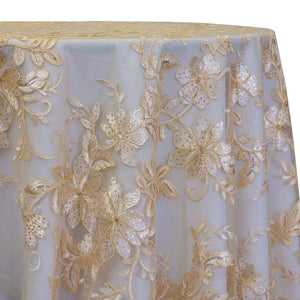 Claire Lace Table Linen in Champagne