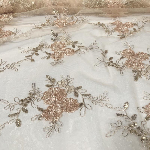 Ribbon Mesh Lace Table Linen in Champagne