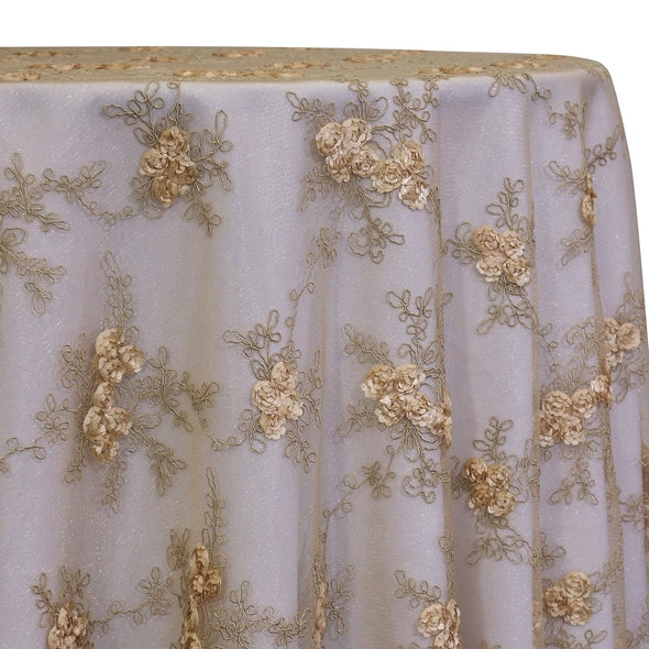 Baby Rose Embroidery Table Linen in Champagne