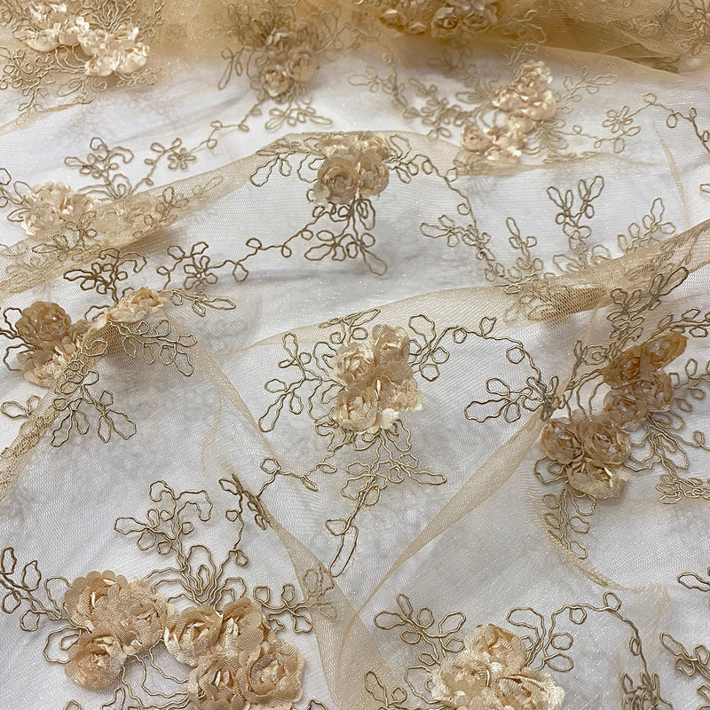 Baby Rose Embroidery Table Linen in Champagne