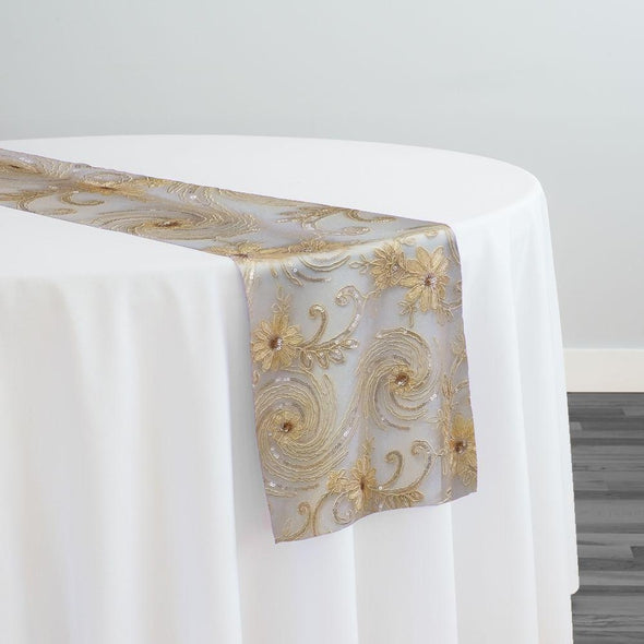 Jasmine Lace Table Runner in Champagne