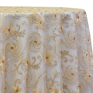 Jasmine Lace Table Linen in Champagne