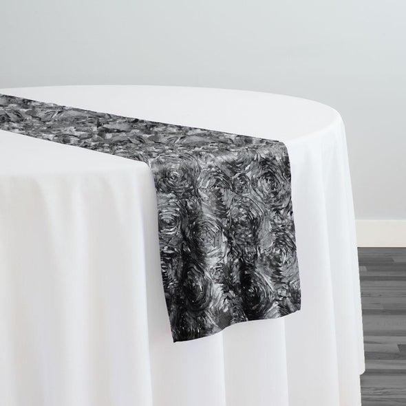 Rose Satin (3D) Table Runner in Charcoal