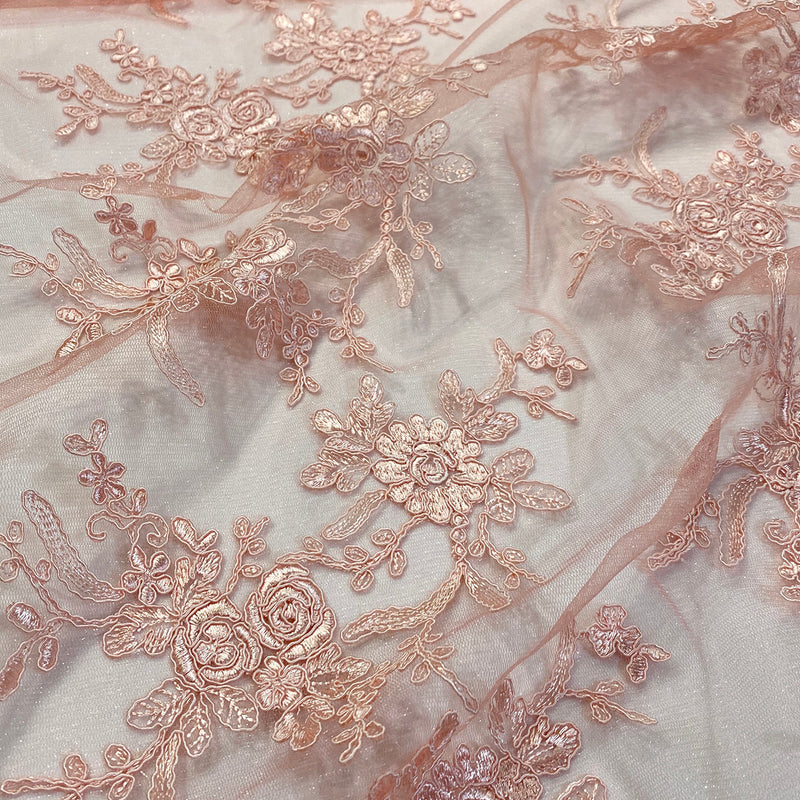 Laylani Lace (w/ Poly Lining) Table Napkin in Coral