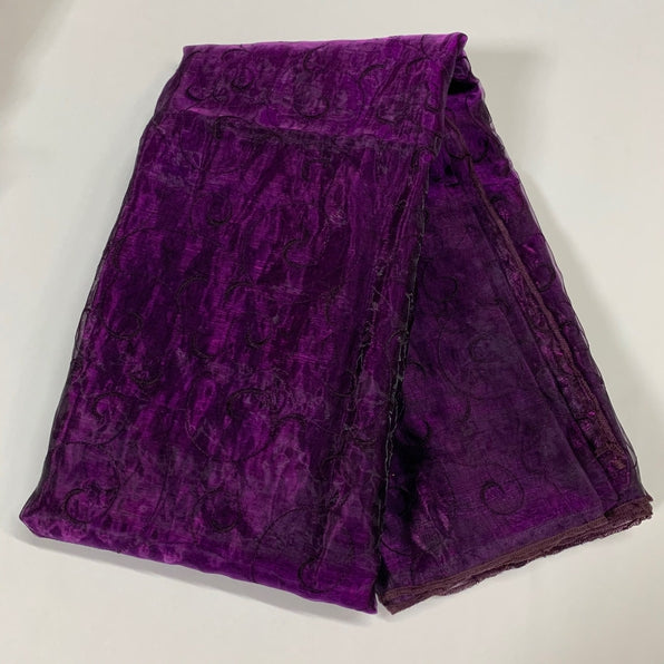 5pcs - Swirl Embroidery Sheer - 85"x85" Square - Purple
