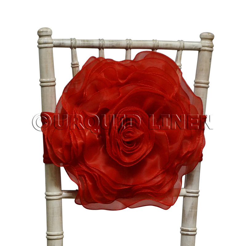 Organza Rosette Bow & Band - Red