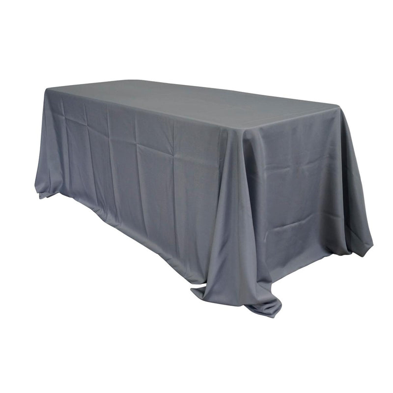 Economy Polyester Poplin 90"x156" Rectangular Tablecloth - Grey