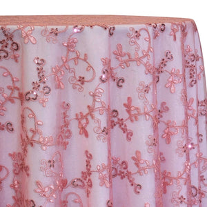 Basil Leaf Embroidery Table Linen in Dusty Rose