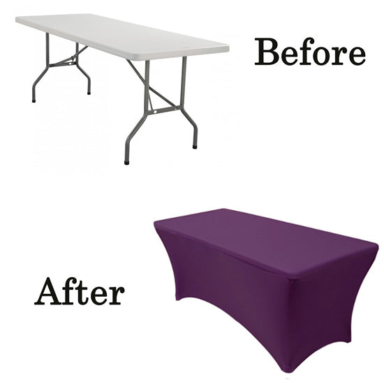 Spandex (6'x30") Banquet Table Cover in Eggplant