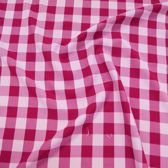 Polyester Checker (Gingham) Table Linen in Fuchsia
