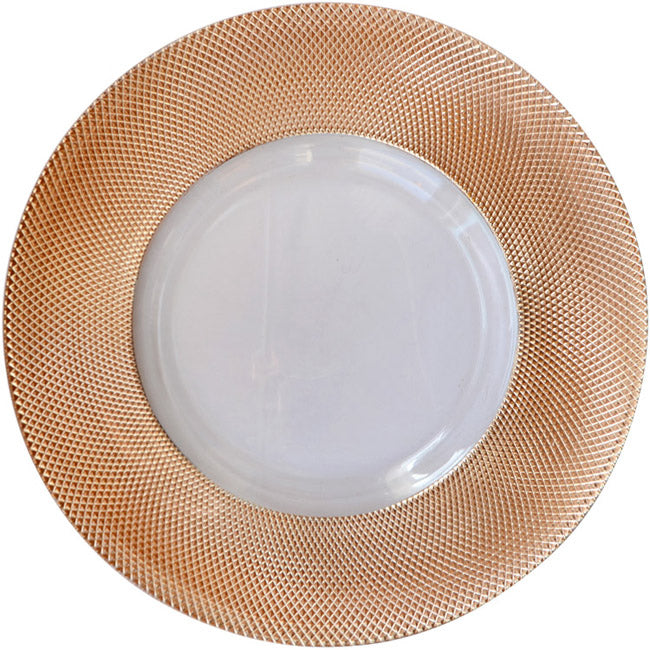 Dotted - Glass Charger Plate in Rose Gold (Item # 0027)