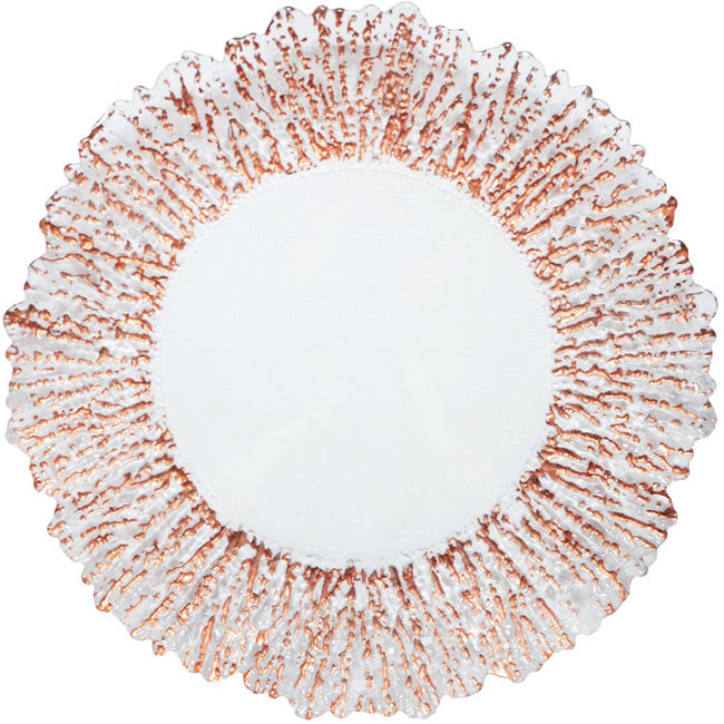 Floral - Glass Charger Plate in Rose Gold (Item # 0238)