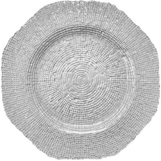 Hexagon - Glass Charger Plate in Silver (Item # 0248)