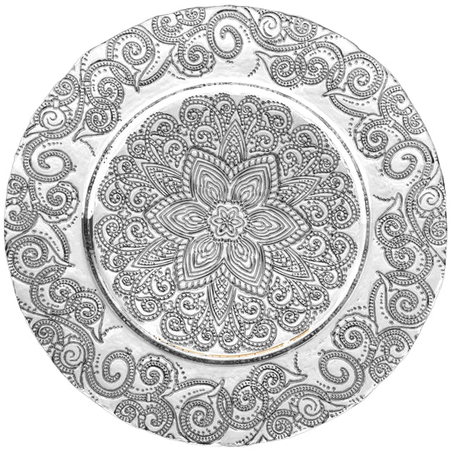Henna - Glass Charger Plate in Silver (Item # 0294)