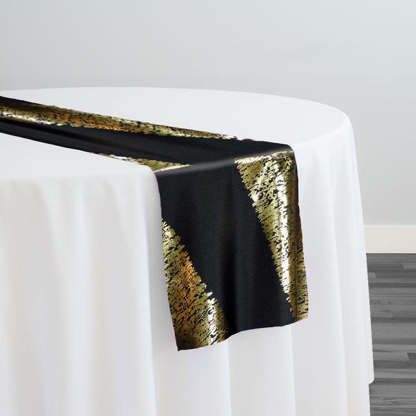 Stripe (Metallic Print) Table Runner in Black and Gold – Urquid Linen