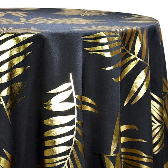 Leaf (Metallic Print) Table Linen in Black and Gold
