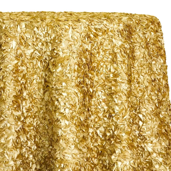 Curly Satin Table Linen In Gold