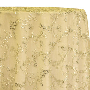 Basil Leaf Embroidery Table Linen in Gold