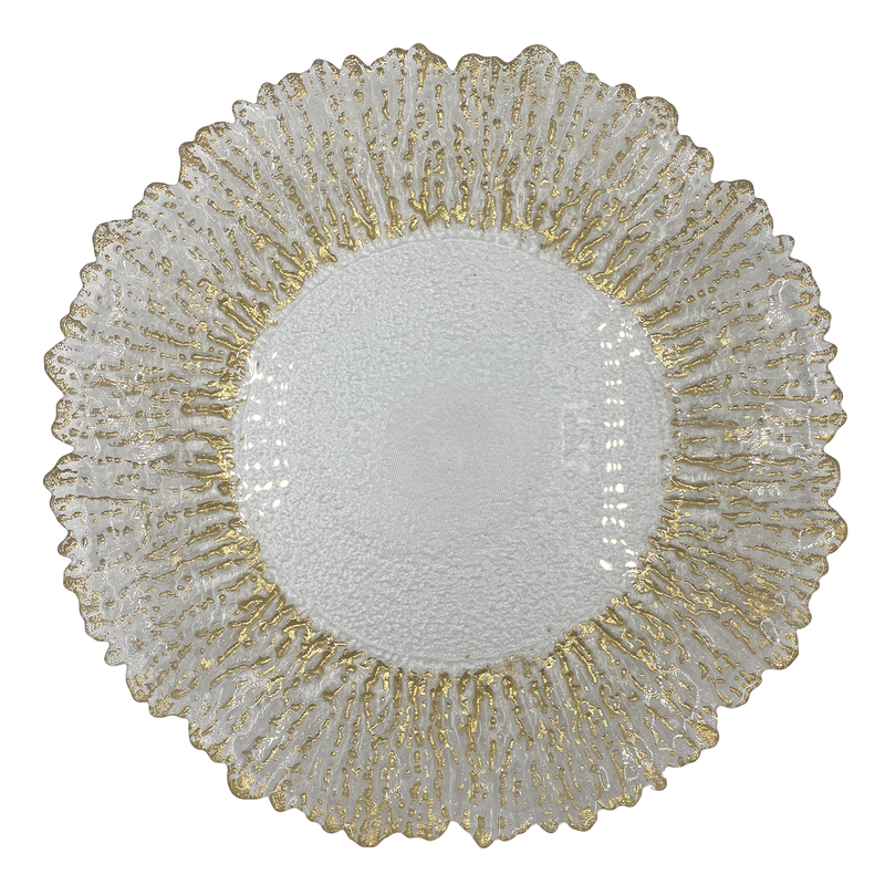 Floral - Glass Charger Plate in Gold (Item # 0238)