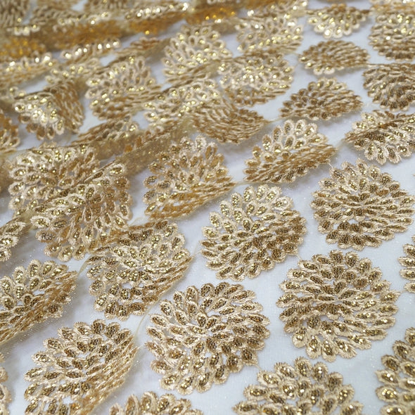Dahlia Sequins Wholesale Fabric in Gold
