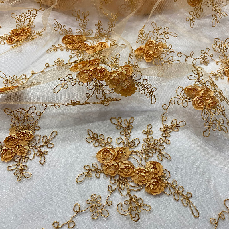 Baby Rose Embroidery Table Linen in Gold