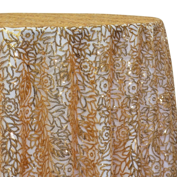 Fiori Leaf Sequins Table Linen in Gold