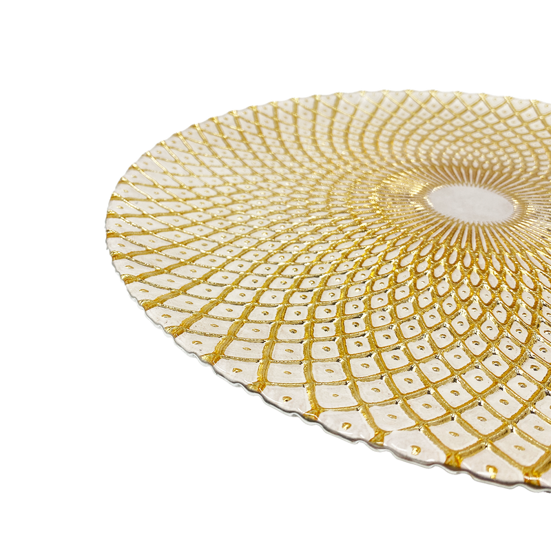Mandala - Glass Charger Plate in Gold (Item # 0230)