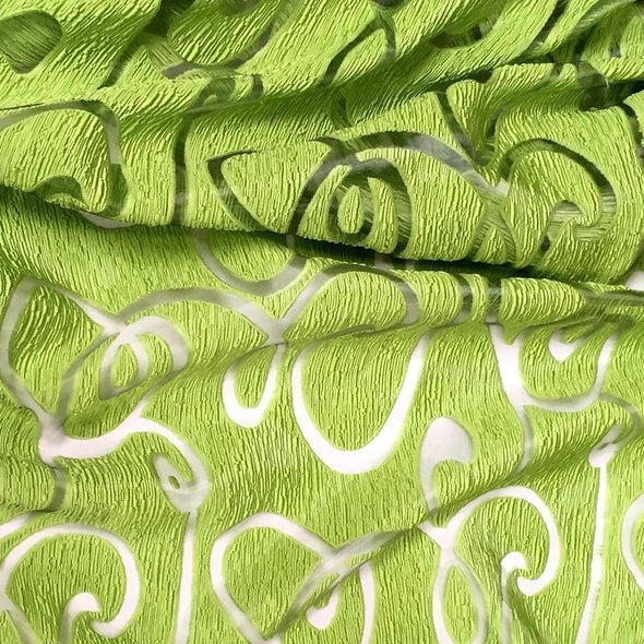 Contempo Scroll Sheer Table Linen in Green
