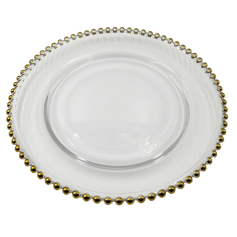Beaded - Glass Charger Plate in Gold (Item # 0239)